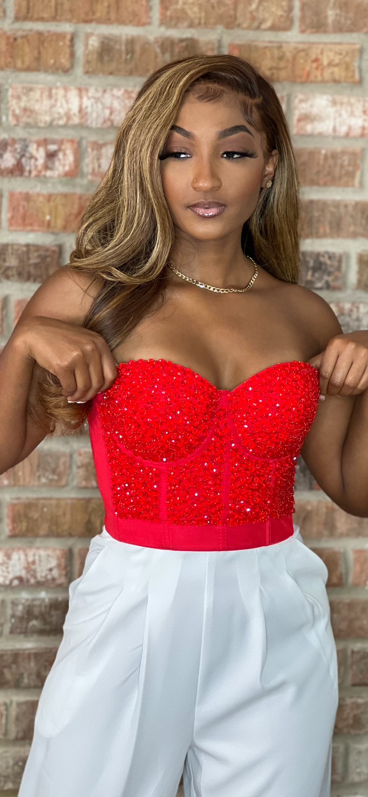 Red Beaded Bralette Top (3 colors)