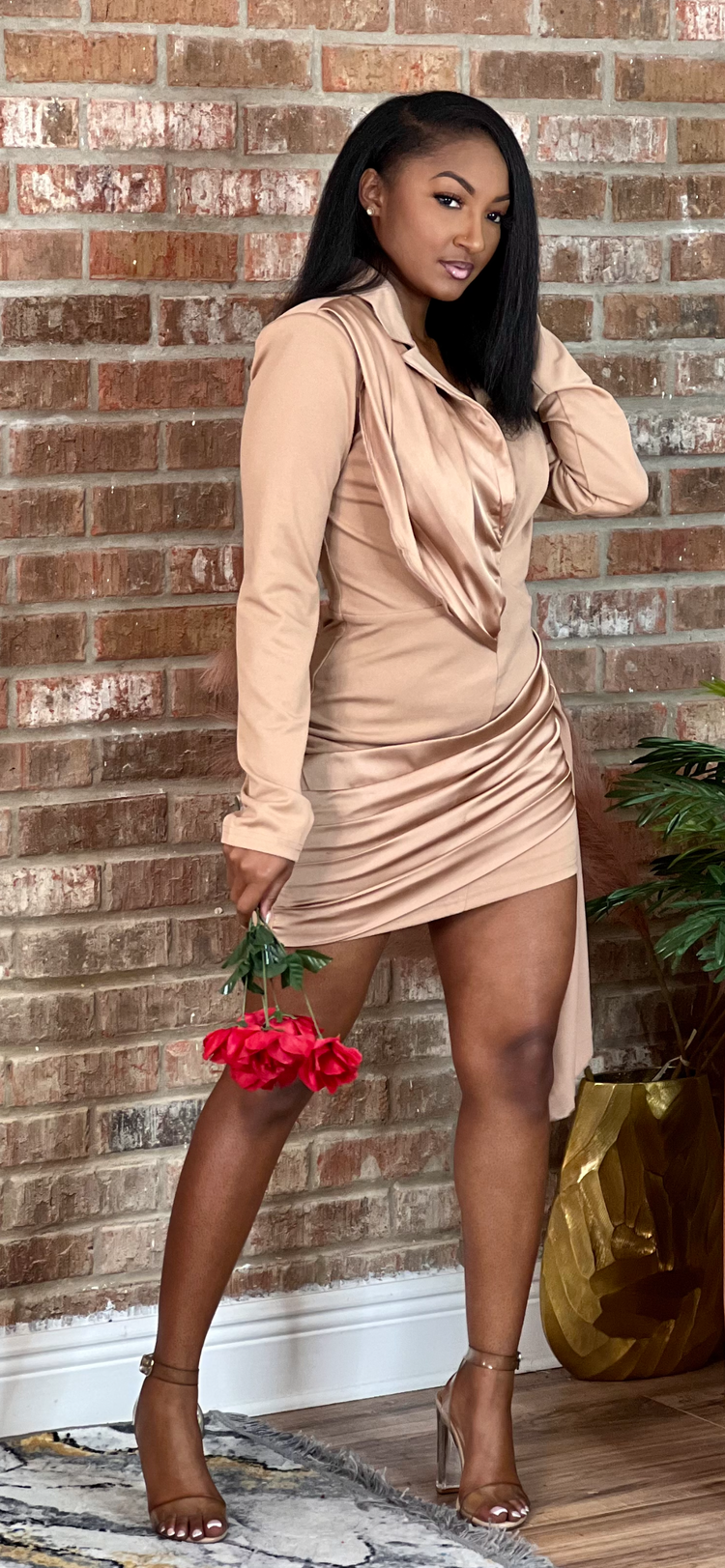 Valentine’s Day Collection Taupe Tuxedo Dress