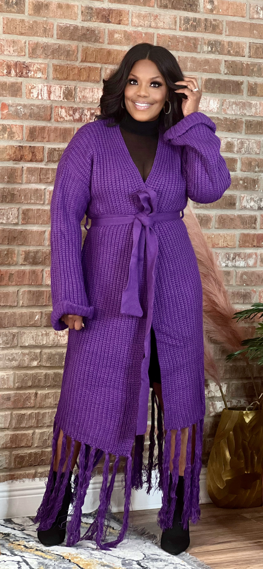 Purple Maxi Shag Sweater Cardigan (Online only)