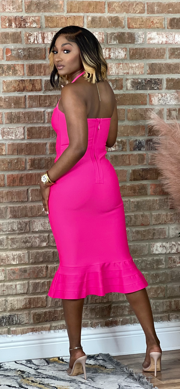Hot Pink Easy Bandage Dress