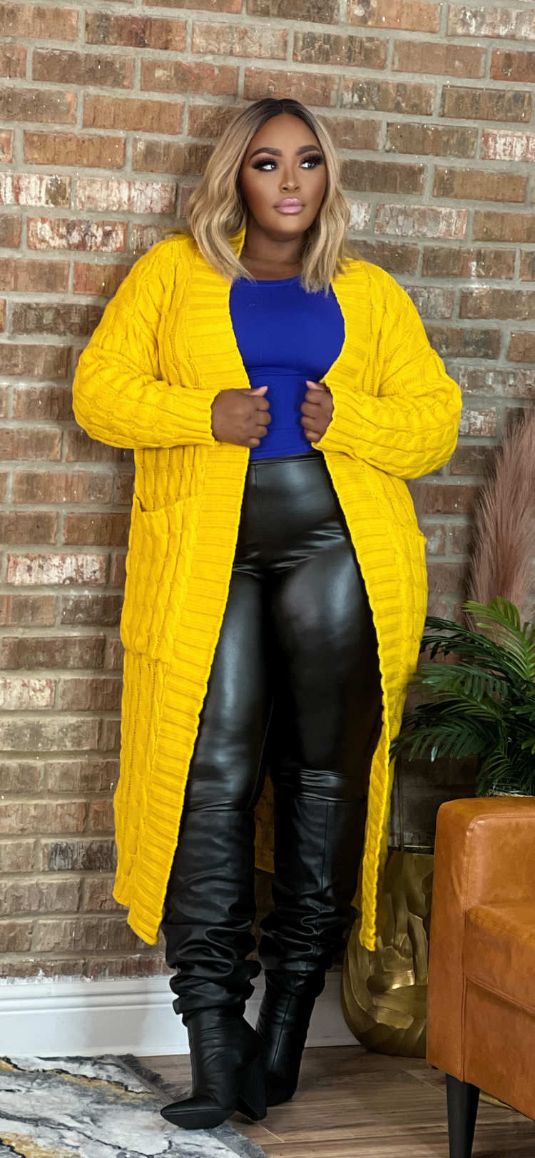 Mustard Maxi Sweater Cardigan (Online only)