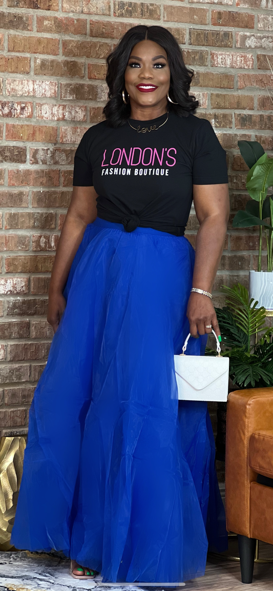 Royal Blue Soft Tulle Maxi Skirt (Online only)